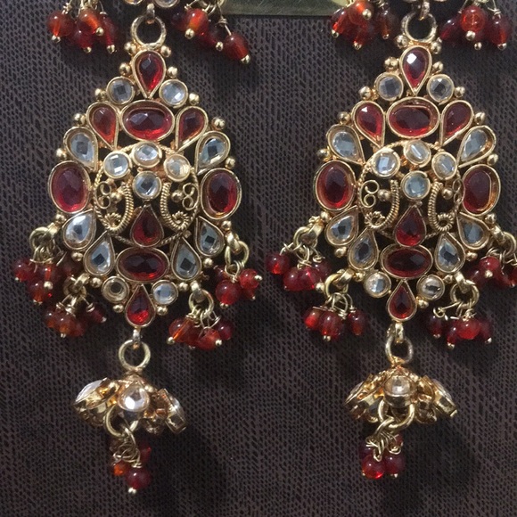 Eccentric Red & Gold Combo Earring - Picture 2 of 3